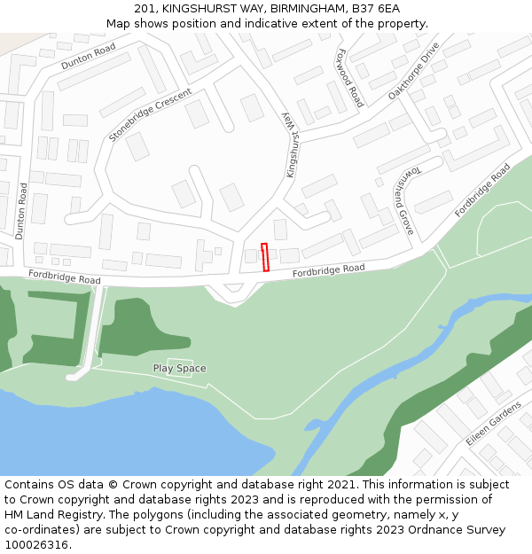 201, KINGSHURST WAY, BIRMINGHAM, B37 6EA: Location map and indicative extent of plot