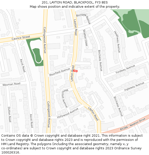 201, LAYTON ROAD, BLACKPOOL, FY3 8ES: Location map and indicative extent of plot