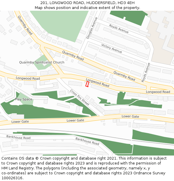 201, LONGWOOD ROAD, HUDDERSFIELD, HD3 4EH: Location map and indicative extent of plot