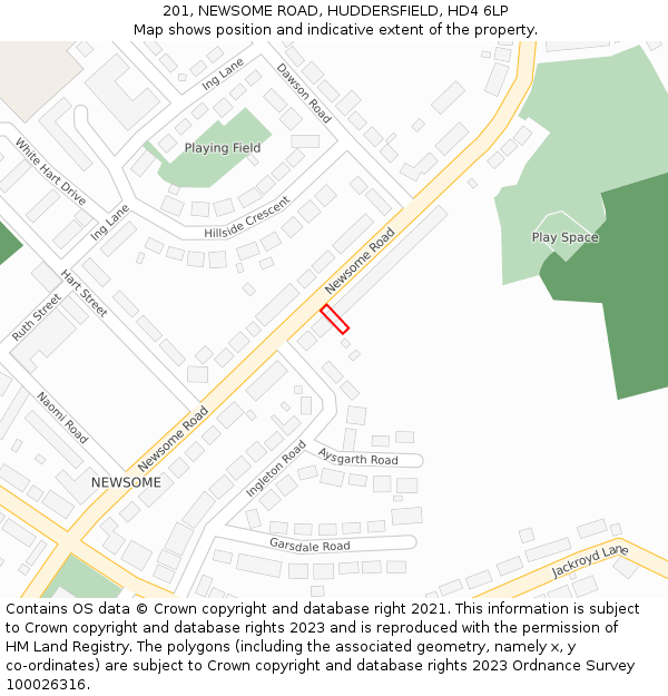 201, NEWSOME ROAD, HUDDERSFIELD, HD4 6LP: Location map and indicative extent of plot