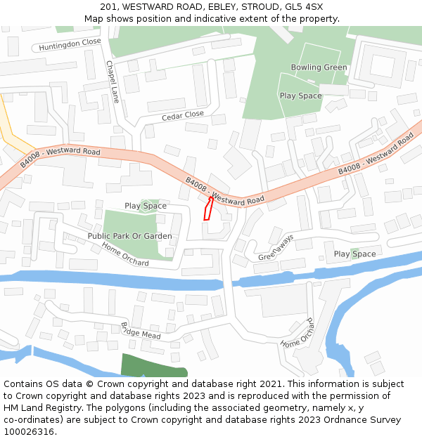 201, WESTWARD ROAD, EBLEY, STROUD, GL5 4SX: Location map and indicative extent of plot
