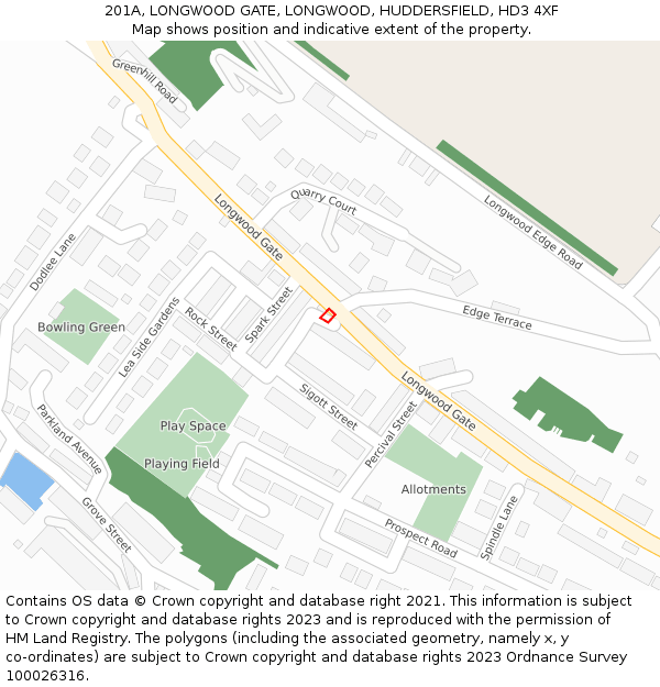 201A, LONGWOOD GATE, LONGWOOD, HUDDERSFIELD, HD3 4XF: Location map and indicative extent of plot