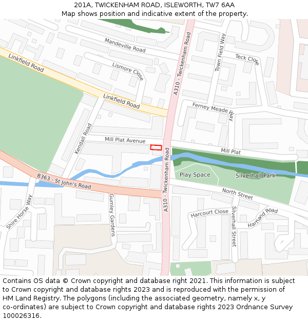 201A, TWICKENHAM ROAD, ISLEWORTH, TW7 6AA: Location map and indicative extent of plot