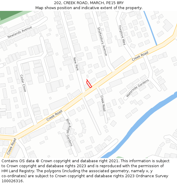 202, CREEK ROAD, MARCH, PE15 8RY: Location map and indicative extent of plot