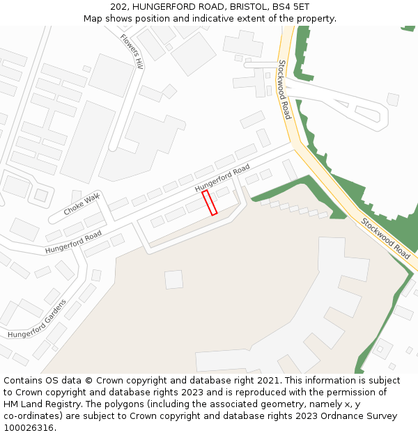 202, HUNGERFORD ROAD, BRISTOL, BS4 5ET: Location map and indicative extent of plot