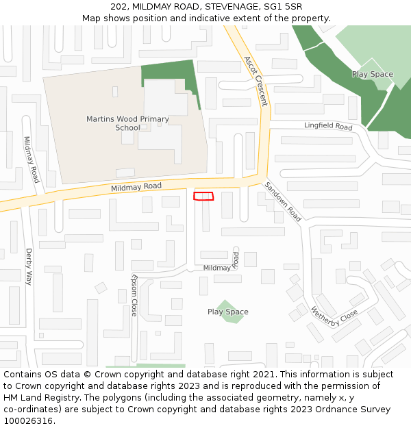 202, MILDMAY ROAD, STEVENAGE, SG1 5SR: Location map and indicative extent of plot
