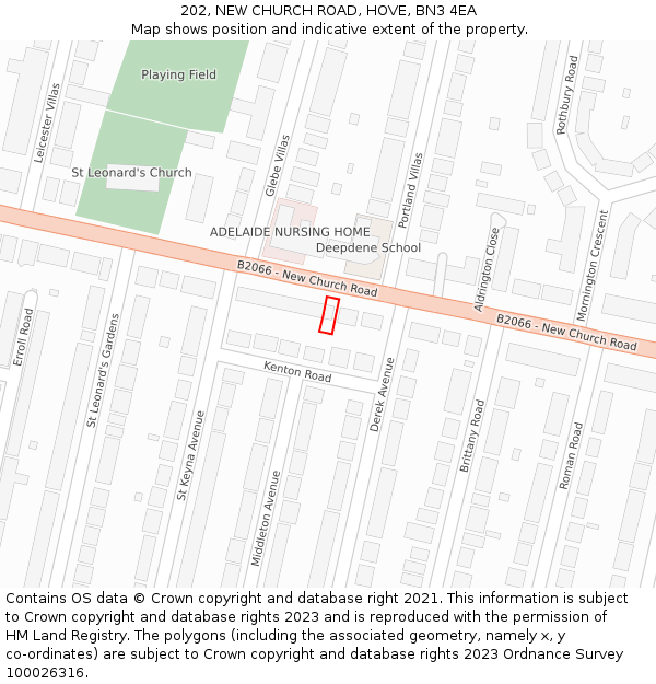 202, NEW CHURCH ROAD, HOVE, BN3 4EA: Location map and indicative extent of plot