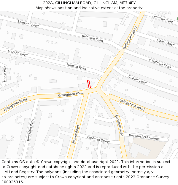 202A, GILLINGHAM ROAD, GILLINGHAM, ME7 4EY: Location map and indicative extent of plot