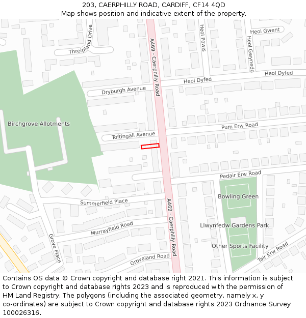 203, CAERPHILLY ROAD, CARDIFF, CF14 4QD: Location map and indicative extent of plot