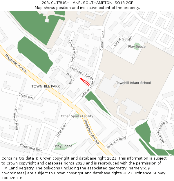203, CUTBUSH LANE, SOUTHAMPTON, SO18 2GF: Location map and indicative extent of plot
