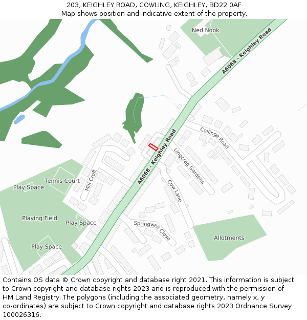203, KEIGHLEY ROAD, COWLING, KEIGHLEY, BD22 0AF: Location map and indicative extent of plot
