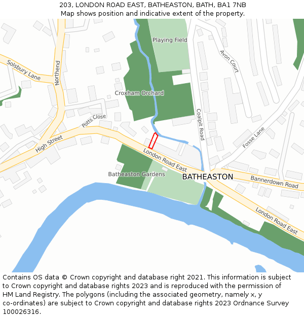 203, LONDON ROAD EAST, BATHEASTON, BATH, BA1 7NB: Location map and indicative extent of plot