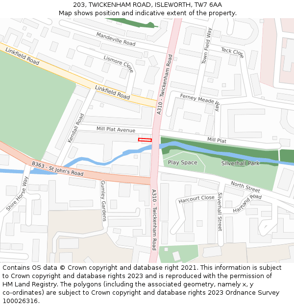 203, TWICKENHAM ROAD, ISLEWORTH, TW7 6AA: Location map and indicative extent of plot