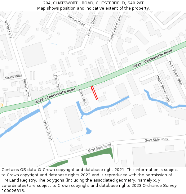 204, CHATSWORTH ROAD, CHESTERFIELD, S40 2AT: Location map and indicative extent of plot
