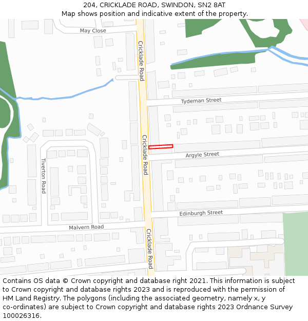 204, CRICKLADE ROAD, SWINDON, SN2 8AT: Location map and indicative extent of plot