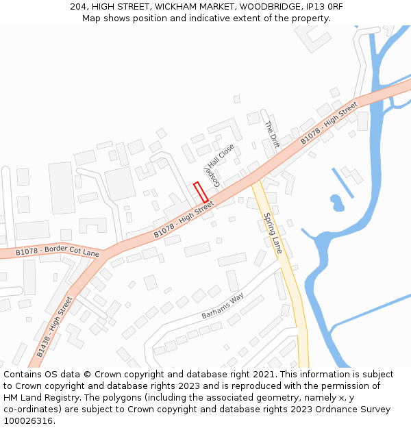 204, HIGH STREET, WICKHAM MARKET, WOODBRIDGE, IP13 0RF: Location map and indicative extent of plot