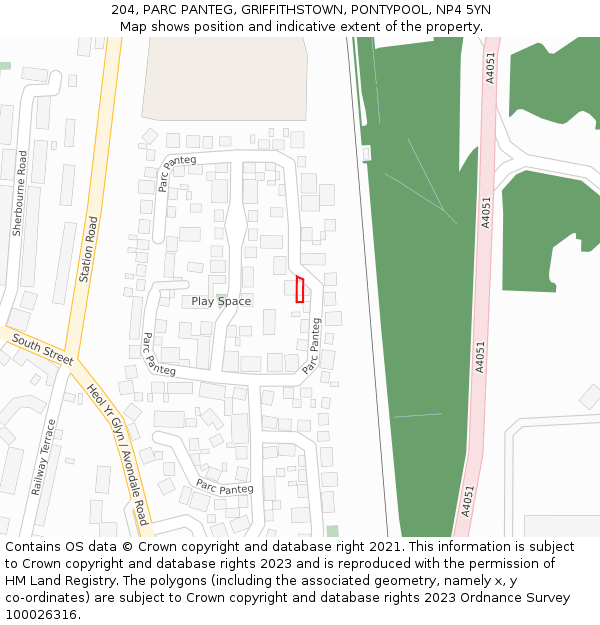 204, PARC PANTEG, GRIFFITHSTOWN, PONTYPOOL, NP4 5YN: Location map and indicative extent of plot