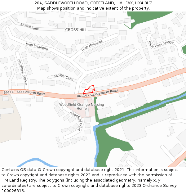 204, SADDLEWORTH ROAD, GREETLAND, HALIFAX, HX4 8LZ: Location map and indicative extent of plot