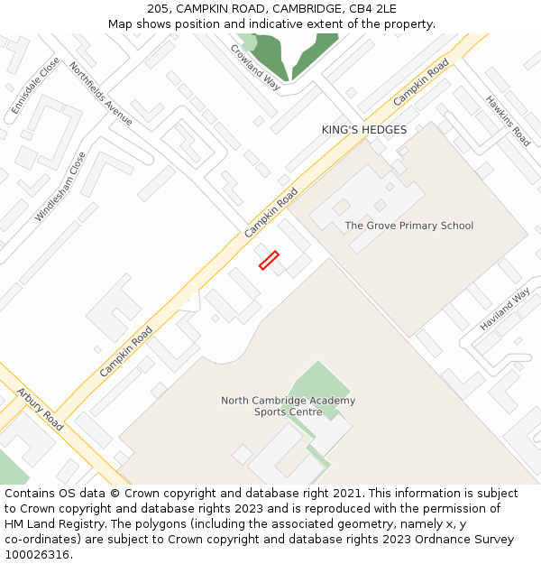 205, CAMPKIN ROAD, CAMBRIDGE, CB4 2LE: Location map and indicative extent of plot