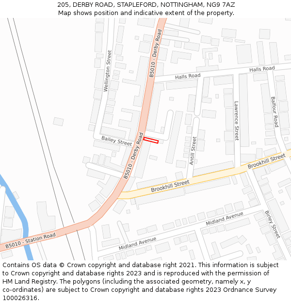 205, DERBY ROAD, STAPLEFORD, NOTTINGHAM, NG9 7AZ: Location map and indicative extent of plot