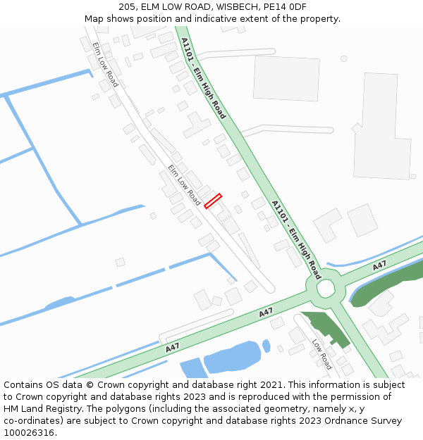 205, ELM LOW ROAD, WISBECH, PE14 0DF: Location map and indicative extent of plot