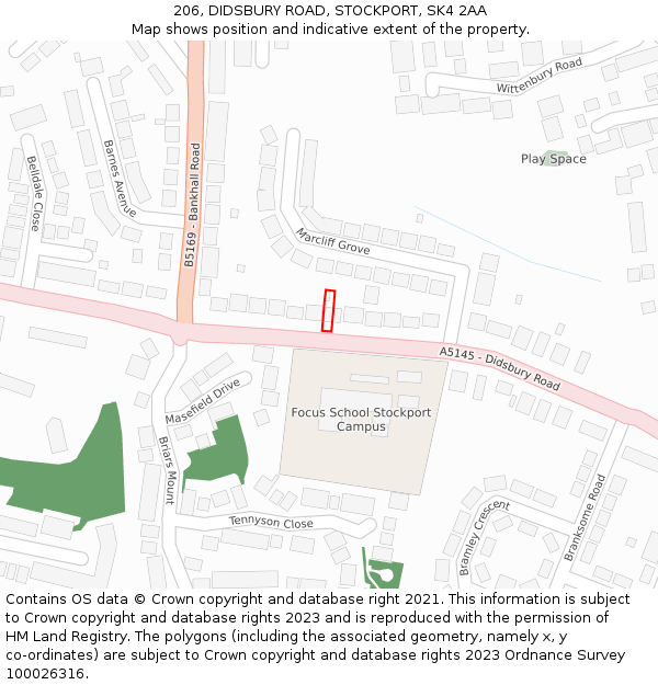 206, DIDSBURY ROAD, STOCKPORT, SK4 2AA: Location map and indicative extent of plot
