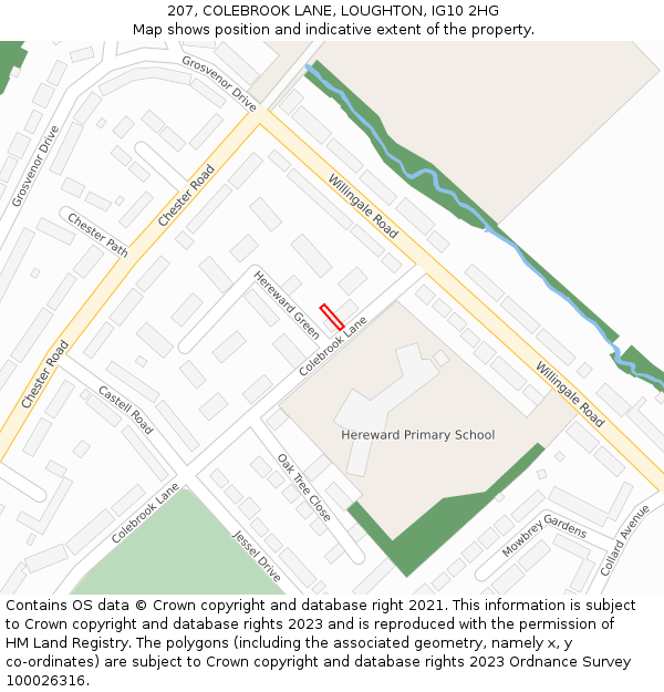207, COLEBROOK LANE, LOUGHTON, IG10 2HG: Location map and indicative extent of plot