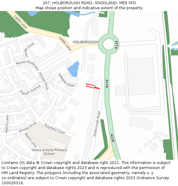 207, HOLBOROUGH ROAD, SNODLAND, ME6 5PD: Location map and indicative extent of plot