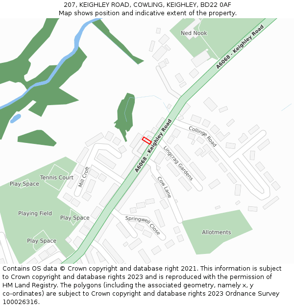 207, KEIGHLEY ROAD, COWLING, KEIGHLEY, BD22 0AF: Location map and indicative extent of plot