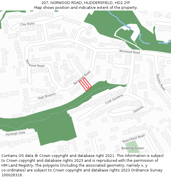 207, NORWOOD ROAD, HUDDERSFIELD, HD2 2YF: Location map and indicative extent of plot