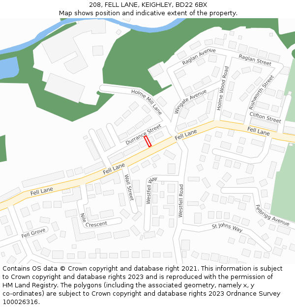 208, FELL LANE, KEIGHLEY, BD22 6BX: Location map and indicative extent of plot