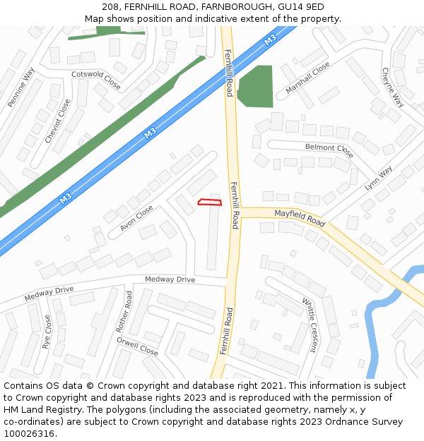 208, FERNHILL ROAD, FARNBOROUGH, GU14 9ED: Location map and indicative extent of plot