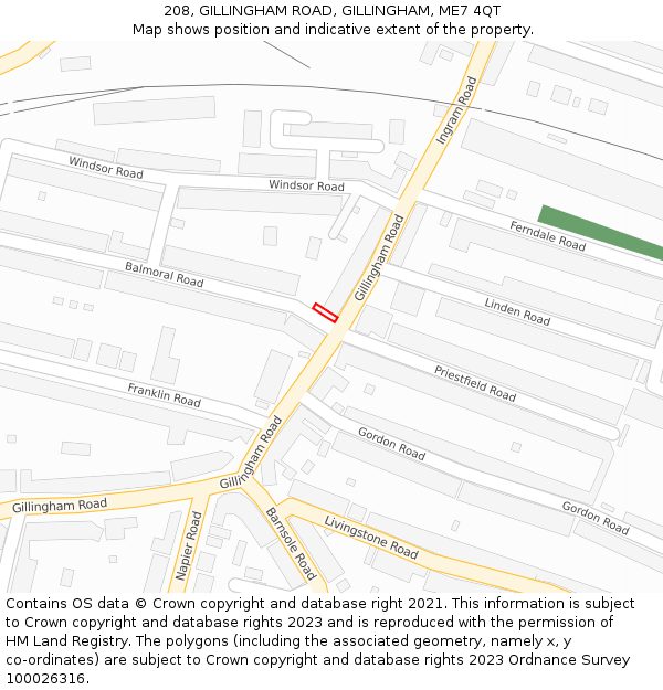 208, GILLINGHAM ROAD, GILLINGHAM, ME7 4QT: Location map and indicative extent of plot