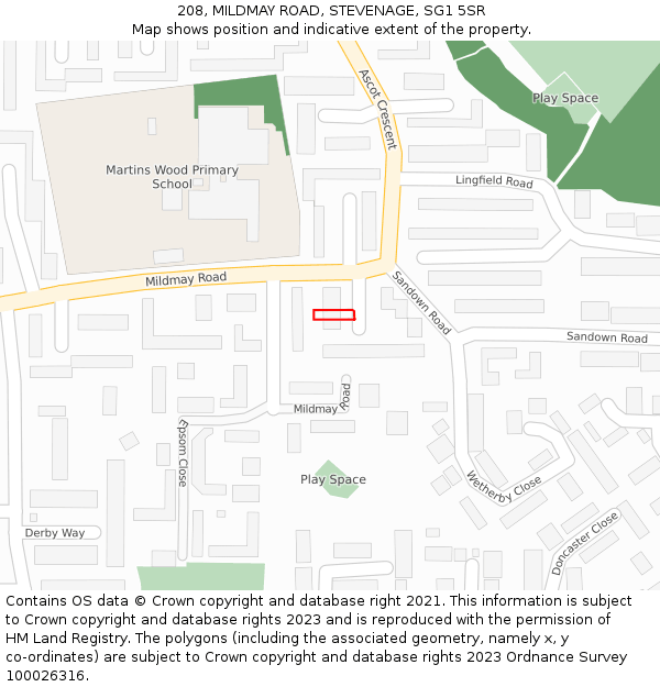 208, MILDMAY ROAD, STEVENAGE, SG1 5SR: Location map and indicative extent of plot