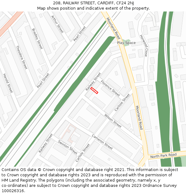 208, RAILWAY STREET, CARDIFF, CF24 2NJ: Location map and indicative extent of plot