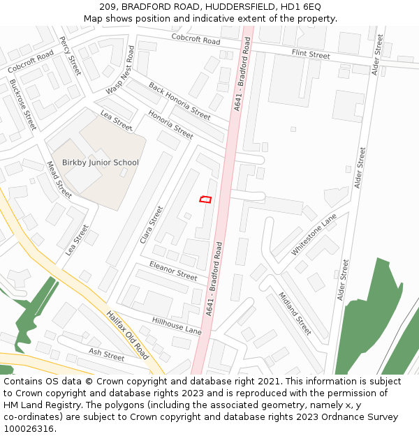 209, BRADFORD ROAD, HUDDERSFIELD, HD1 6EQ: Location map and indicative extent of plot