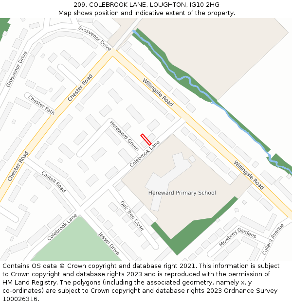 209, COLEBROOK LANE, LOUGHTON, IG10 2HG: Location map and indicative extent of plot