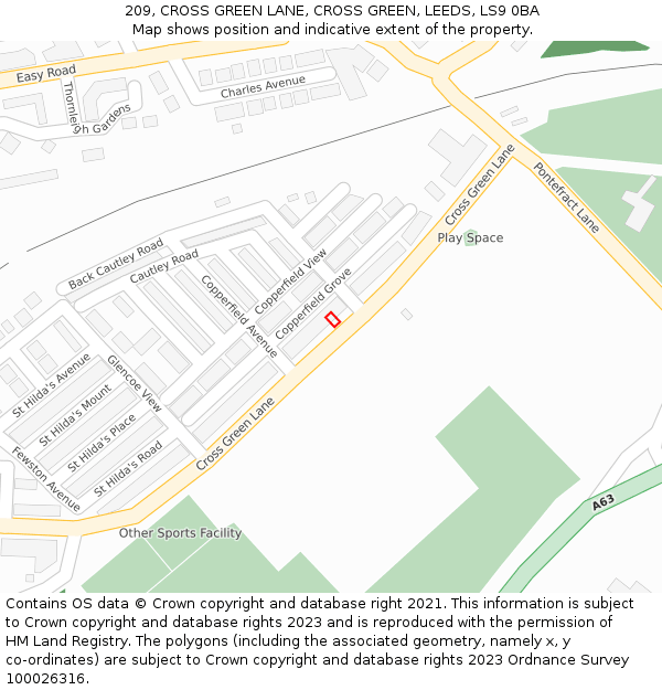 209, CROSS GREEN LANE, CROSS GREEN, LEEDS, LS9 0BA: Location map and indicative extent of plot