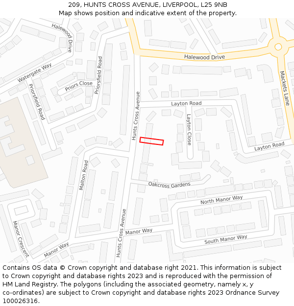 209, HUNTS CROSS AVENUE, LIVERPOOL, L25 9NB: Location map and indicative extent of plot