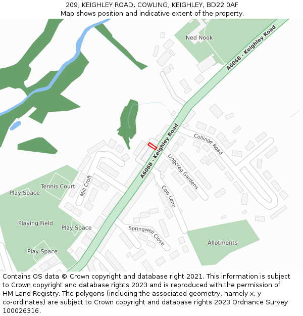 209, KEIGHLEY ROAD, COWLING, KEIGHLEY, BD22 0AF: Location map and indicative extent of plot