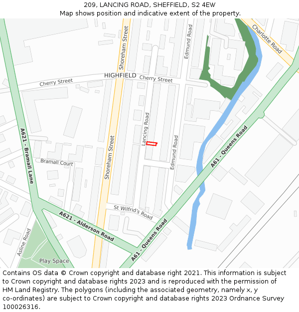 209, LANCING ROAD, SHEFFIELD, S2 4EW: Location map and indicative extent of plot