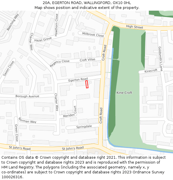 20A, EGERTON ROAD, WALLINGFORD, OX10 0HL: Location map and indicative extent of plot