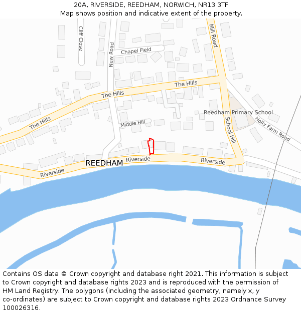 20A, RIVERSIDE, REEDHAM, NORWICH, NR13 3TF: Location map and indicative extent of plot