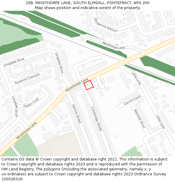 20B, MINSTHORPE LANE, SOUTH ELMSALL, PONTEFRACT, WF9 2NY: Location map and indicative extent of plot