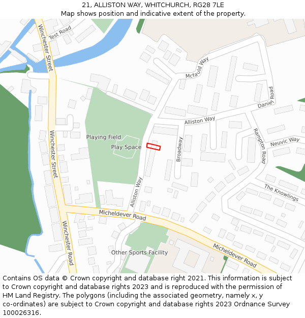 21, ALLISTON WAY, WHITCHURCH, RG28 7LE: Location map and indicative extent of plot