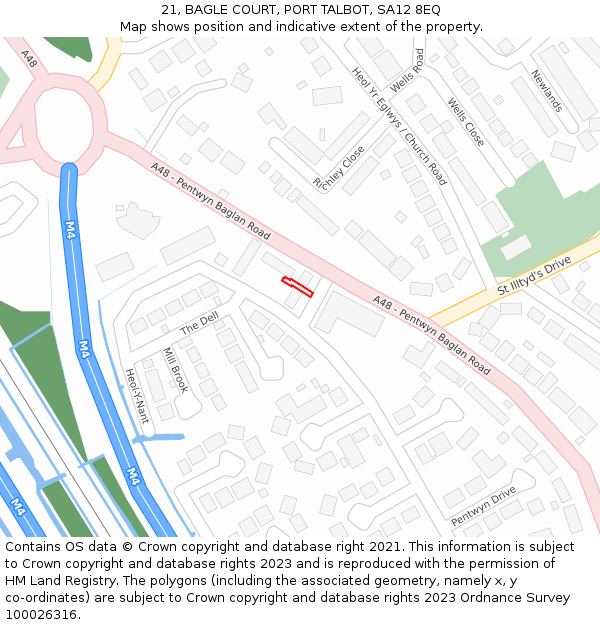 21, BAGLE COURT, PORT TALBOT, SA12 8EQ: Location map and indicative extent of plot