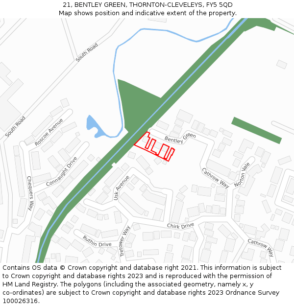 21, BENTLEY GREEN, THORNTON-CLEVELEYS, FY5 5QD: Location map and indicative extent of plot