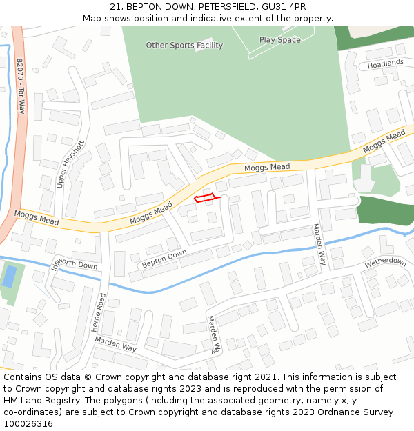 21, BEPTON DOWN, PETERSFIELD, GU31 4PR: Location map and indicative extent of plot