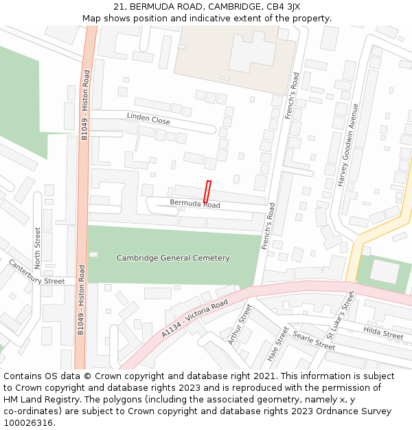 21, BERMUDA ROAD, CAMBRIDGE, CB4 3JX: Location map and indicative extent of plot