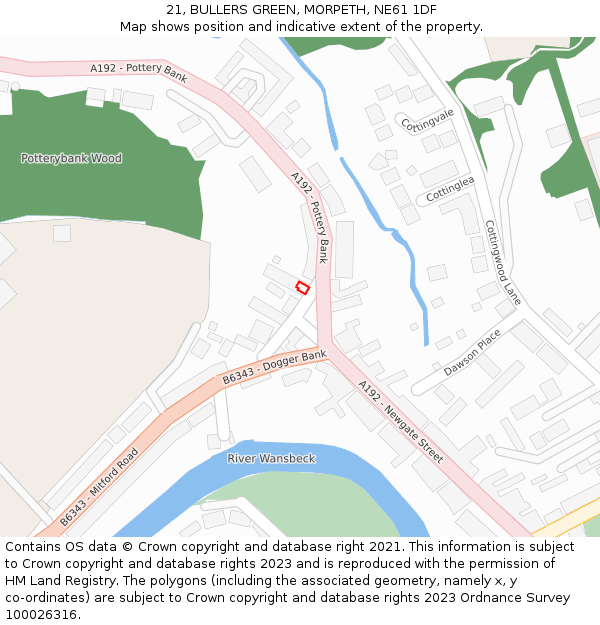 21, BULLERS GREEN, MORPETH, NE61 1DF: Location map and indicative extent of plot